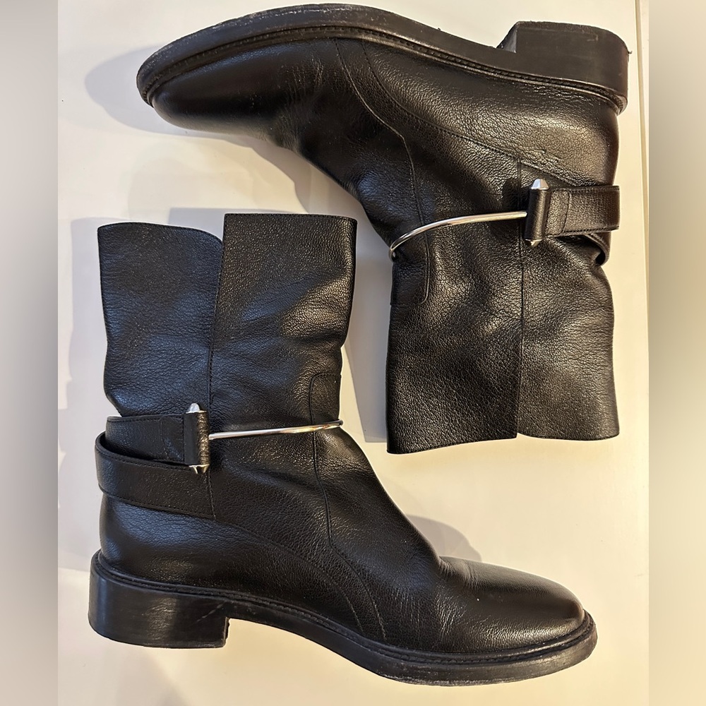 Balenciaga Black Leather Moto Boots 39